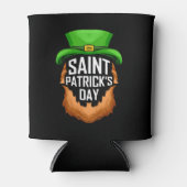 st patricks dayの赤ひげと緑の帽子のロゴ 缶クーラー (正面)