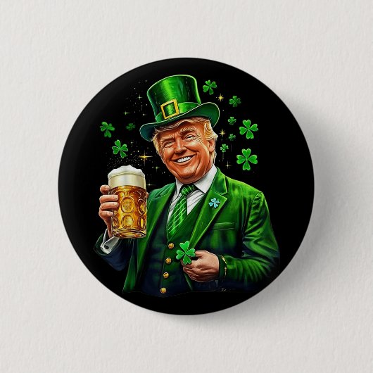 st patricks dayを再素晴らしびトランプのアイリッシュアメリにする 缶バッジ (正面)