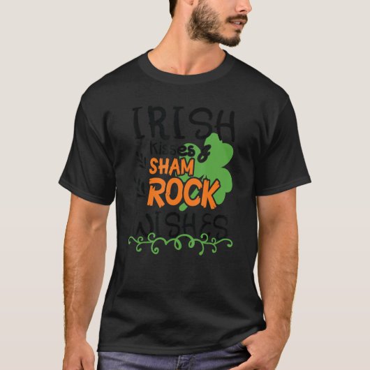 st patricks dayアイリおもしろいッシュキスシャームロックウィッシュ tシャツ (正面)