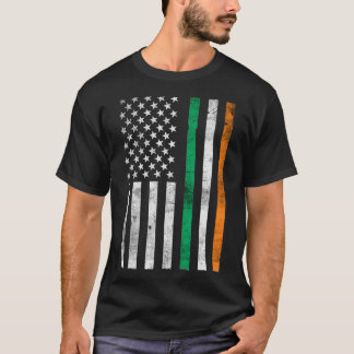 St patricks dayアイリッシュアメリカ国旗のシャムロック tシャツ