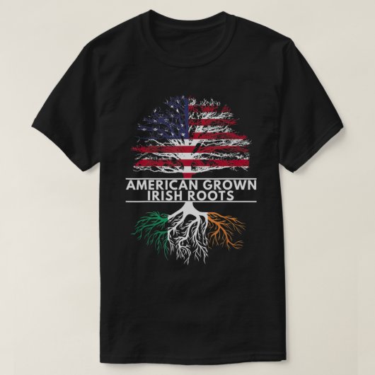 St patricks dayアイリッシュアメリカ国旗のルーツG Tシャツ (デザイン正面)