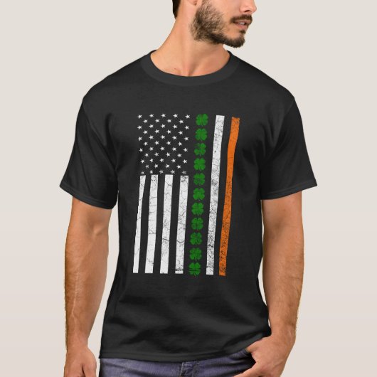 St patricks dayアイリッシュアメリカ国旗アイルランドシャーマー tシャツ (正面)