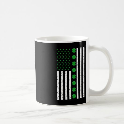St patricks dayアイリッシュクローバーアメリカ国旗 コーヒーマグカップ (右)