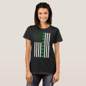 St patricks dayアイリッシュクローバーアメリカ国旗 tシャツ (正面フル)