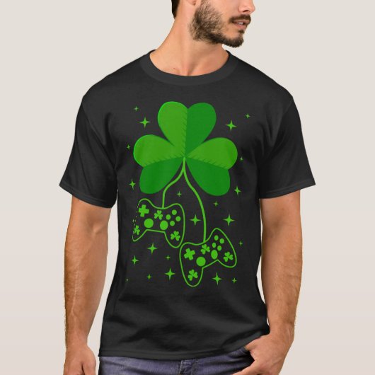 St patricks dayアイリッシュゲーマーシャムロックビデオゲーム株式会社 tシャツ (正面)