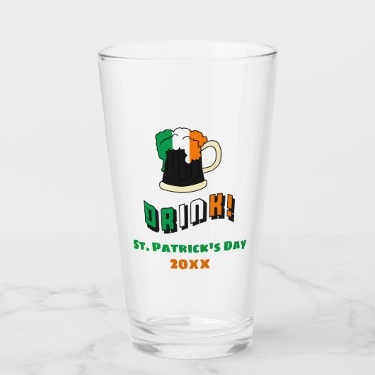 St patricks dayアイリッシュビアキュートピおもしろいント タンブラーグラス (正面)