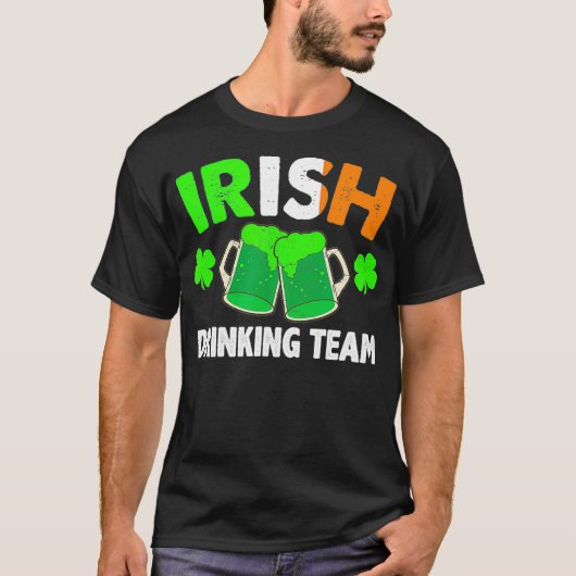St patricks dayアイリッシュ飲みチームアイルランド国旗 tシャツ (正面)