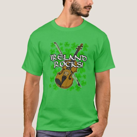 St patricks dayアイルランドロックアイリッシュバイオリン tシャツ (正面)