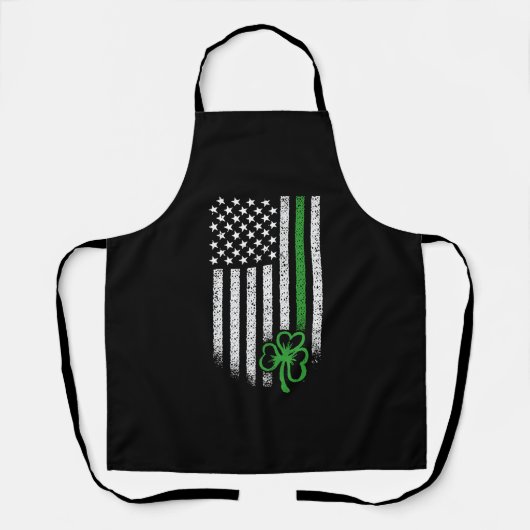 St patricks dayアメリカンアイルランド国旗のシャムロックラッキー エプロン (正面)