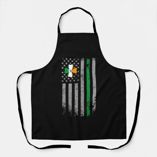 St patricks dayアメリカンアイルランド国旗のシャムロック エプロン (正面)