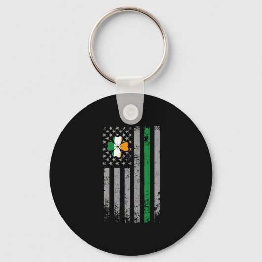 St patricks dayアメリカンアイルランド国旗のシャムロック キーホルダー (正面)