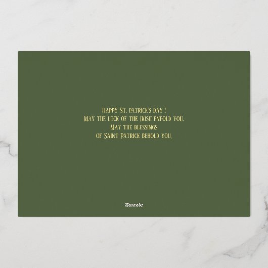 st patricks dayエレガントシャムロックの家族の写真 箔シーズンカード (裏面)