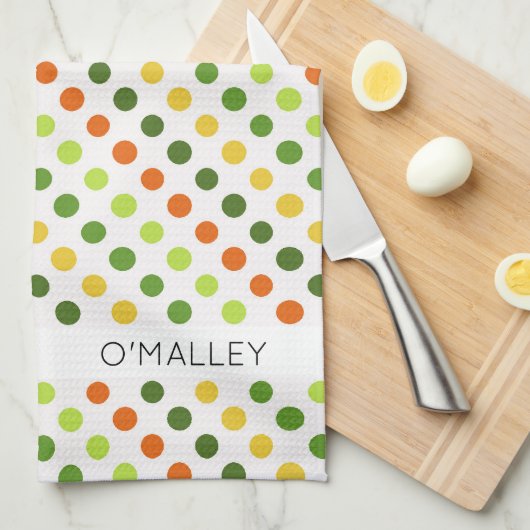 St patricks dayカラフルドット名アイリッシュおもしろい キッチンタオル (四つ折り)