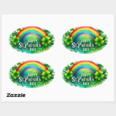 St patricks dayカラフルレインボーイラストレーション 楕円形シール (シート)