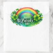St patricks dayカラフルレインボーイラストレーション 楕円形シール (バッグ)