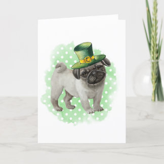St patricks dayカードパグドッグレプレシャン カード