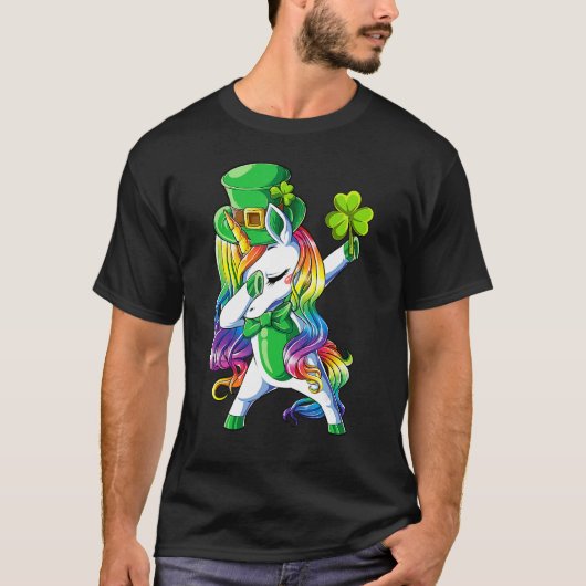 St patricks dayガールズダビングUnicorn Leprechaun L Tシャツ (正面)