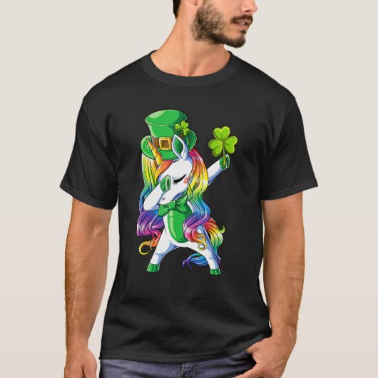 St patricks dayガールズダビングUnicorn Leprechaun L Tシャツ (正面)