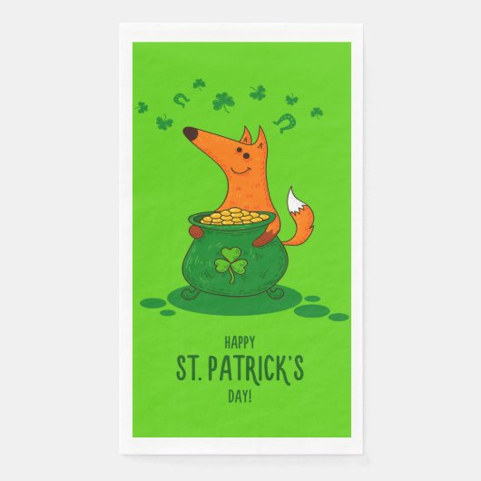 St patricks dayキツネポットオブ金ゴールドグリーンシャムロック (正面)