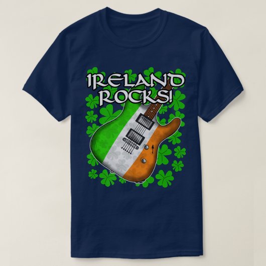 St patricks dayギターアイリッシュフラッグアイルランドロックグー tシャツ (デザイン正面)