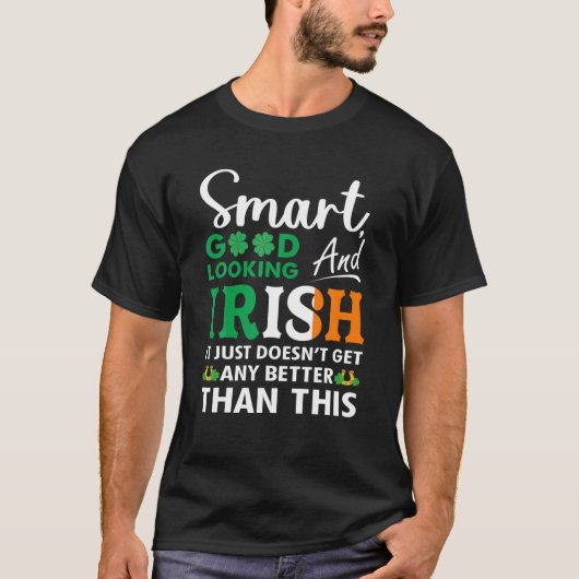 St patricks dayグッド頭が切れるル探しアイリッシュクローバーIr Tシャツ (正面)