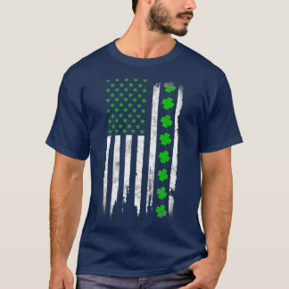St patricks dayグリーンアイリッシュアメリカ国旗 tシャツ