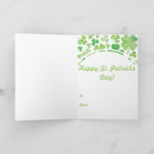St patricks dayグリーンウォーター色シャムロックパターン カード (内部)