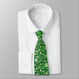 St patricks dayグリーンウォーター色シャムロックパターン ネクタイ