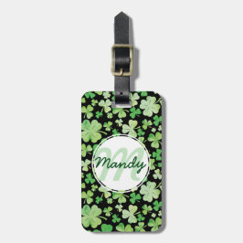 St patricks dayグリーンウォーター色シャムロックパターン ラゲッジタグ