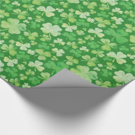St patricks dayグリーンウォーター色シャムロックパターン ラッピングペーパー