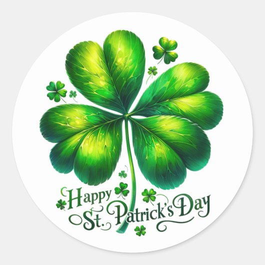 St patricks dayグリーンシャムロックイラストレーション ラウンドシール (正面)