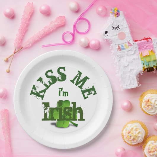St patricks dayグリーンシャムロックキスメアアイリッシュ ペーパープレート (パーティー)