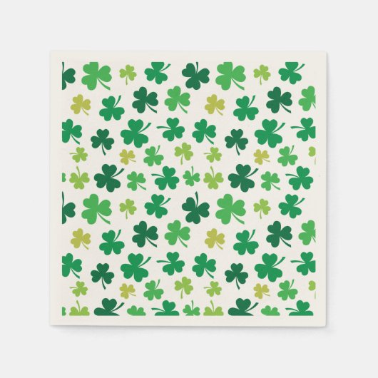 St patricks dayグリーンシャムロッククローバーパターン スタンダードカクテルナプキン (正面)