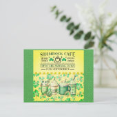 St patricks dayグリーンシャームロックアイリッシュカフェ ポストカード (スタンド正面)