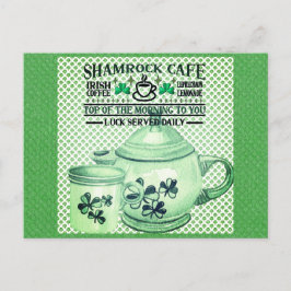 St patricks dayグリーンシャームロックアイリッシュカフェ ポストカード