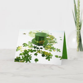 St patricks dayグリーンハットクローバー紙吹雪 カード