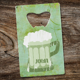 St patricks dayグリーンビールグランジ・カスタム クレジットカード栓抜き
