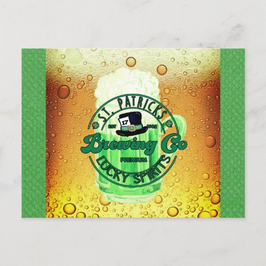 St patricks dayグリーンビールラッキースピリッツアイルランド ポストカード (正面)