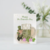 St patricks dayグリーンビールレプレシャンクローバー シーズンポストカード (スタンド正面)