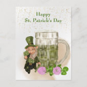 St patricks dayグリーンビールレプレシャンクローバー シーズンポストカード (正面)