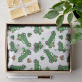 St patricks dayグリーンプレイドトラッククローバーリーフ 薄葉紙 (ギフト)