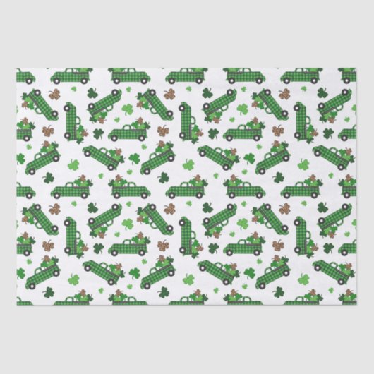 St patricks dayグリーンプレイドトラッククローバーリーフ 薄葉紙 (正面)