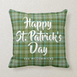 st patricks dayグリーンプレイドファミパーソナライズされたリー クッション