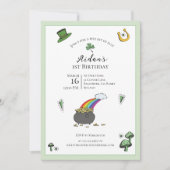 St patricks dayグリーンレインボー1st誕生日 招待状 (正面)