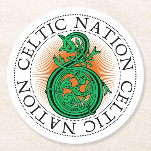 St patricks dayケルト結び目模様パーティー ラウンドペーパーコースター (正面)