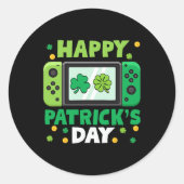 St patricks dayコントローラのビデオゲームキッズボーイトッド ラウンドシール (正面)