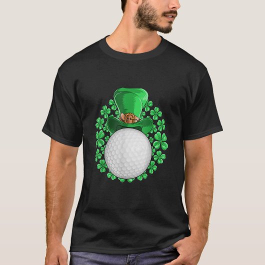 St patricks dayゴルフのクローバーメンズウィメンズキッズ tシャツ (正面)