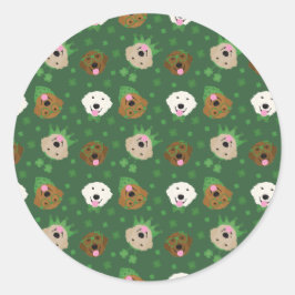 St patricks dayゴールデンレトリエバードッグ ラウンドシール