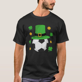 St patricks dayサッカーボールレプレシャンハットシャムロック tシャツ
