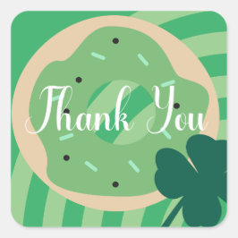 St patricks dayサンキューシャムロックドーナツパーティー スクエアシール